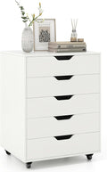 LOKO 5-Drawer Storage Cabinet, Versatile Drawer of Chest with Lockable Wheels, Mobile Office Lateral File Cabinet, for Home Office, Study (White, 16" D x 19.5" W x 25.5" H)