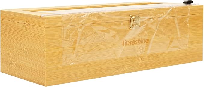 18 Inch Plastic Wrap Dispenser with Slide Cutter – Commercial Butcher & Freezer Paper Dispenser for 3000ft Film, 1000ft Foil & Kraft Rolls, Heavy Duty Bamboo for Restaurant & Kitchen