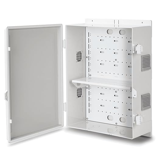 Outdoor Electrical Junction Box, ABS Water Resistant Enclosure with Internal Mounting Panel & Hinged Cover, 16.1" H* 12.2" L* 5.9" W
