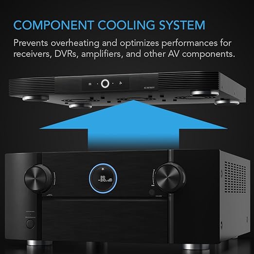 AC Infinity AIRCOM S10, Quiet Cooling Blower Fan System 17" Front-Exhaust for Receivers, Amps, DVR, AV Cabinet Components