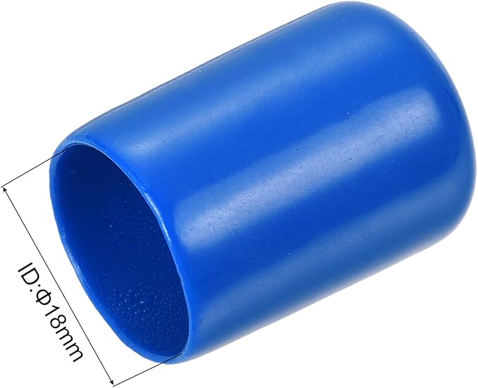 uxcell 10pcs Rubber End Caps 18mm ID Vinyl Round End Cap Cover Screw Thread Protectors Blue