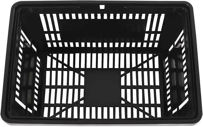 12 Pack Commercial Shopping Baskets - 21L Black Nesting Stackable Bins with Invisible Handle for Retail, Supermarket, Warehouse Durable Store Basket (Black-21L)