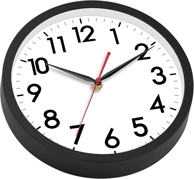 AKCISOT 18 Inch Wall Clock Large Silent Non-Ticking Wall Clocks Battery Operated - Analog Classic Clock Decorative for Living Room, Office, Home, School(Black)