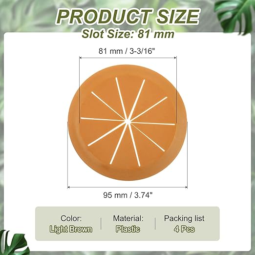 PATIKIL Desk Grommet 3-3/16", 4 Pcs Round Cable Grommet Cord Hole Cover with Adhesive Tape Flexible Table Wire Organizer for Office Home Table Countertop, Light Brown