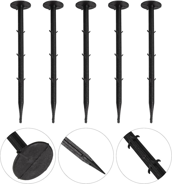 100Pcs Plastic Pegs Garden Stakes for Ground Fixing Garden Anchors for Lawn Weed Barrier Sunshade Net and Tarp Easy-Insert Ground Spikes for Outdoor Gardening Tools