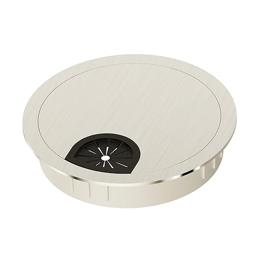 Desk Grommet 2 Inch 50mm, Zinc Alloy Computer Desk Wire Hole Cover, Office Desktop Cord Cable Hole Metal Ring, Brushed Silver