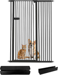 Lumizone Extra Tall Cat Gate 61.02" High Pressure Mounted Extra Wide 2025 New (17 Sizes) 1.37" Gap No Drilling Auto-Close One-Handed Operation Tall Pet Gate for Dogs(Black, 61.02" H x 42.52"-46.64" W)