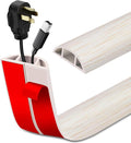 Floor Cord Cover Self Adhesive Cord Hider Floor Extension Cord Covers for Floor Power Cord Protector Cable Management Prevent Cable Trips Cable Cavity 0.59" W x 0.31" H (Beige Wood, 3.3Ft)