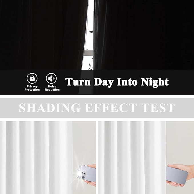 Vision Home White Pinch Pleated Full Blackout Curtains Thermal Insulated Window Curtains 102 inch for Living Room Bedroom Room Darkening Pinch Pleat Drapes with Hooks Back Tab 2 Panel 102" Lx40 W