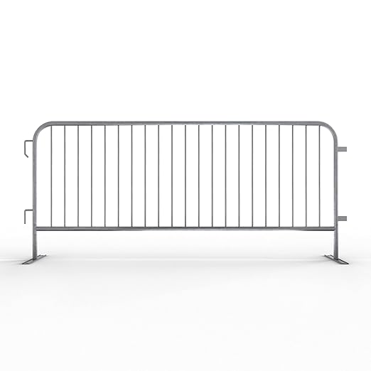 Angry Bull Barricades Metal Interlocking Steel Barricade (8.5 Ft. Lightweight Hot-Dipped, Flat Feet, Galvanized Steel, Set of 10)