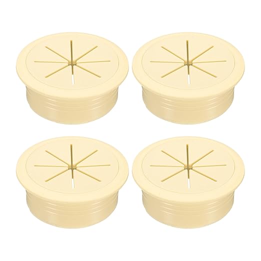 uxcell 4 Pcs Desk Grommet, 2.09 inch 53mm Desk Cable Hole Cover Wire Hole Insert for Home Office Table Cabinet Cord Organizer, Beige
