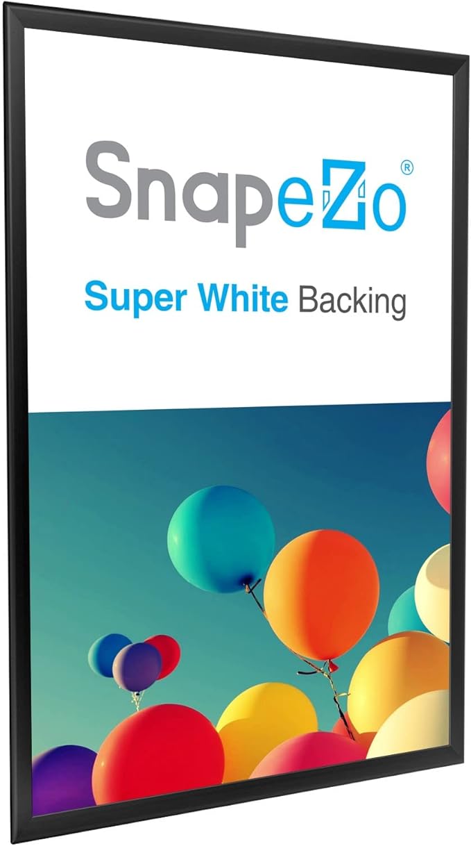SnapeZo Poster Frame 32x50, Black, 1.25 Inch Aluminum Profile, Front-Loading Snap Frame, Wall Mounting, Professional Series