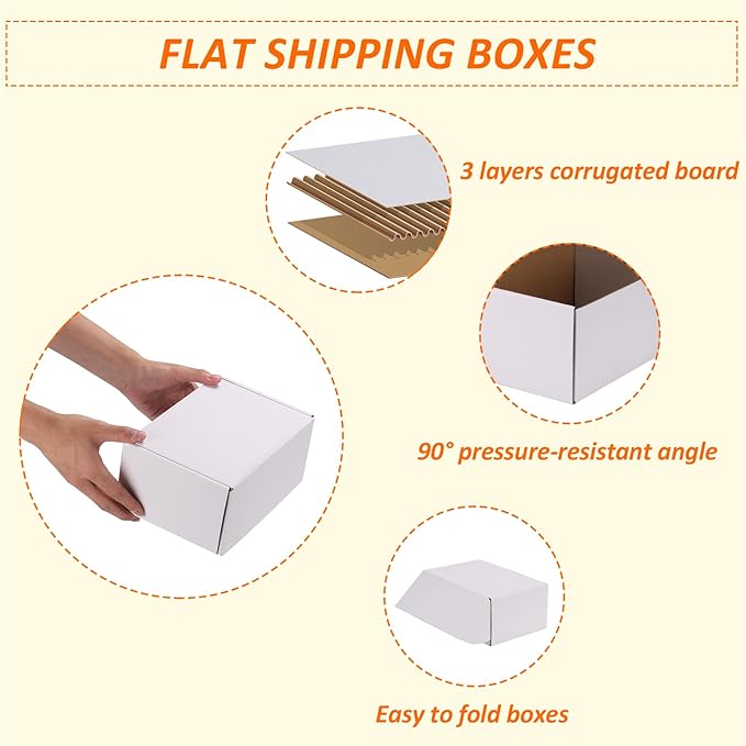HORLIMER 9x6x4 Shipping Boxes Set of 30, White Corrugated Cardboard Mailer Box for Packing Small Business
