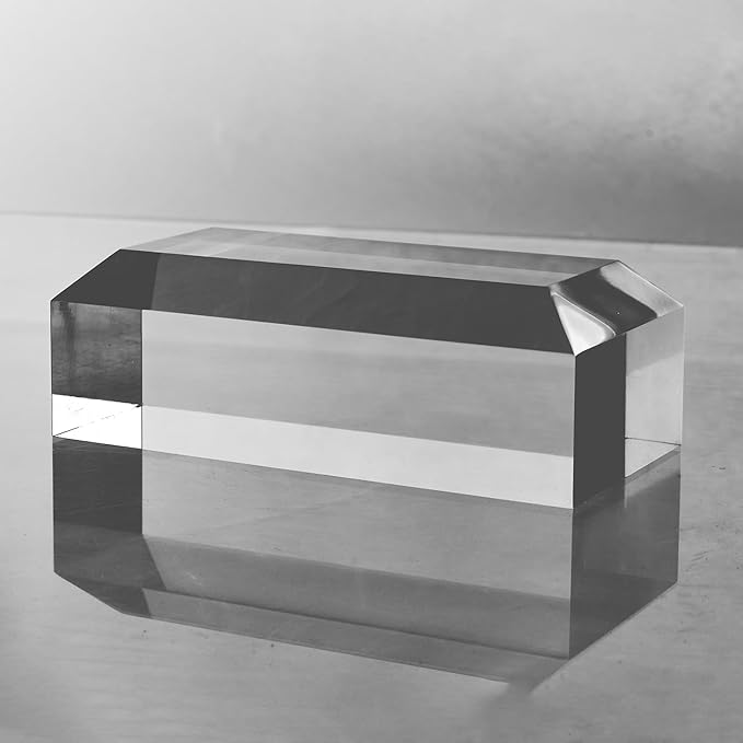 CiaoHER 2in Thickness Beveled Solid Acrylic Display Block Clear Polished Pedestal Stand Riser Solid Base (3x6)