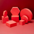 8PCS Geometric Cube Photo Props Set, Hard Foam Photography Background Props for Goods, Crafts, Lipstick, Jewelry, Cosmetics, Makeup Tools, Food (Red)