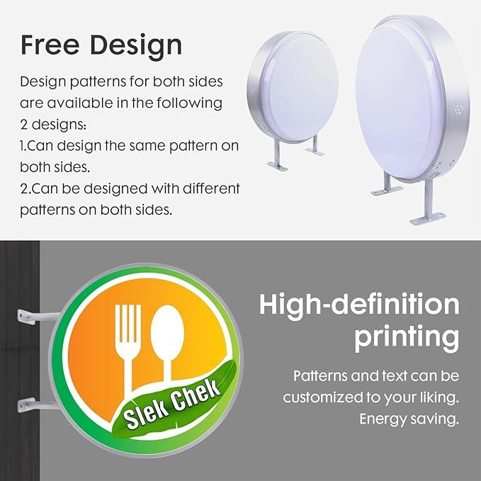 Custom Round Light Box Sign - Double Sided Illuminated Advertising Board for Shop, Bar, Cafe, Tea Salon Decor, or Billboard with Printed Logo (12" to 28")