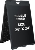 Jumbl Outdoor A-Frame Sandwich Signboard 24” x 36” Display Surface – w/PVC Sign Protector & Sand Fill Holes – Duel Display Signage Stand for Storefront Sidewalk Curb (Black)