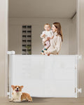 50 inch Retractable Baby Gates 34 inch Tall, Retractable Gate with Reinforced Strip Design to Prevent Crawling Through, Retractable Dog Gate for Stairs, Doorways, Hallways