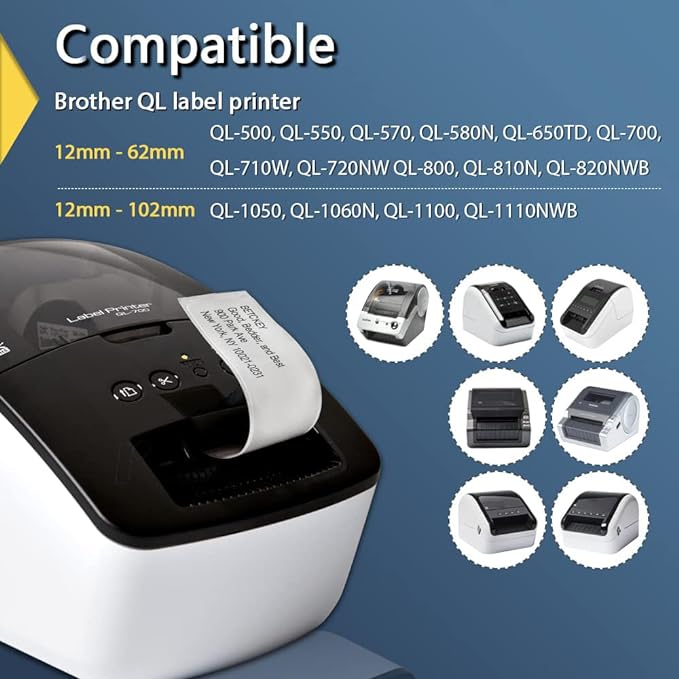 BETCKEY - Large Address Labels Replacement for Brother DK-1208 (1.4 in x 3.5 in), Compatible with Brother QL Label Printers [6 Rolls/2400 Labels, Mixed]