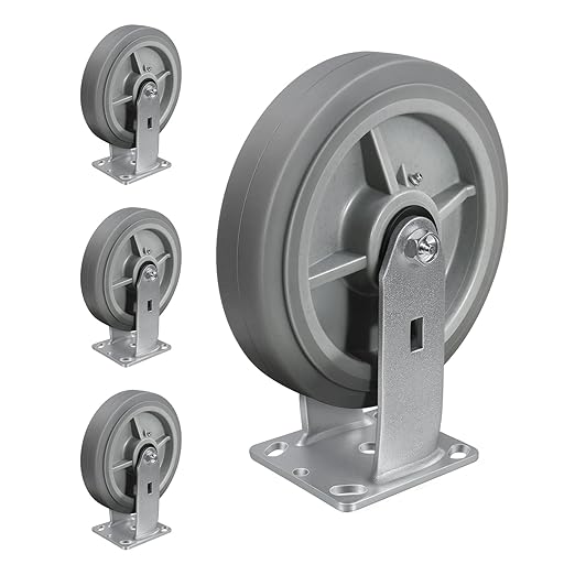 8'' × 2'' Caster Wheels, Heavy Duty Industrial Casters Set of 4 Rubber Wheels, Load 4000lbs Capacity, Casters for Cart Dolly Toolbox Trolley (4 Rigid)