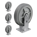 8'' × 2'' Caster Wheels, Heavy Duty Industrial Casters Set of 4 Rubber Wheels, Load 4000lbs Capacity, Casters for Cart Dolly Toolbox Trolley (4 Rigid)