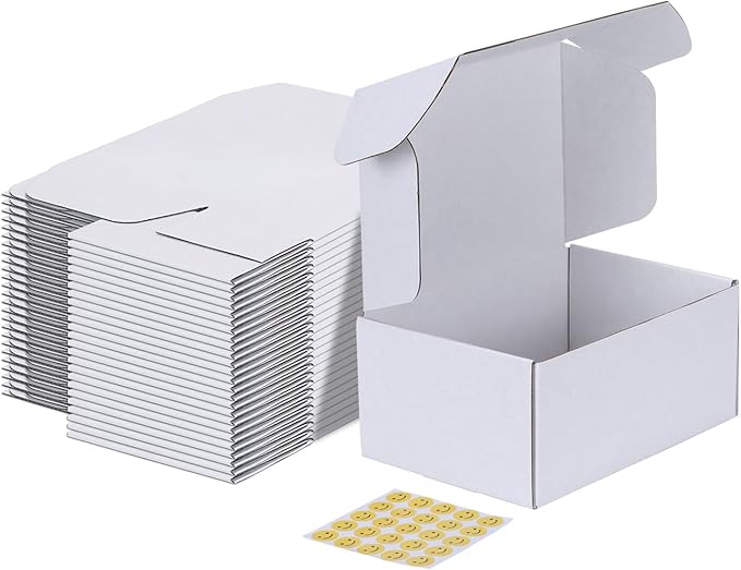 MEBRUDY 9x6x4 Inches Shipping Boxes Pack of 25, White Corrugated Cardboard Box for Mailing Packing Literature Mailer