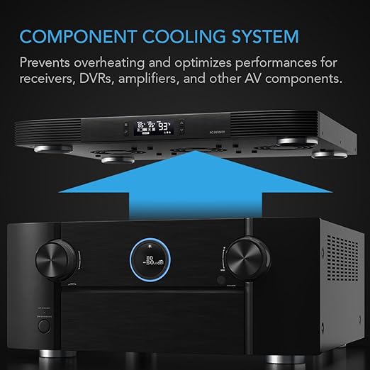 AC Infinity AIRCOM T10, Quiet Cooling Blower Fan System 17" Front-Exhaust, for Receivers, Amps, DVR, AV Cabinet Components, Compatible with Digital Video Recorder