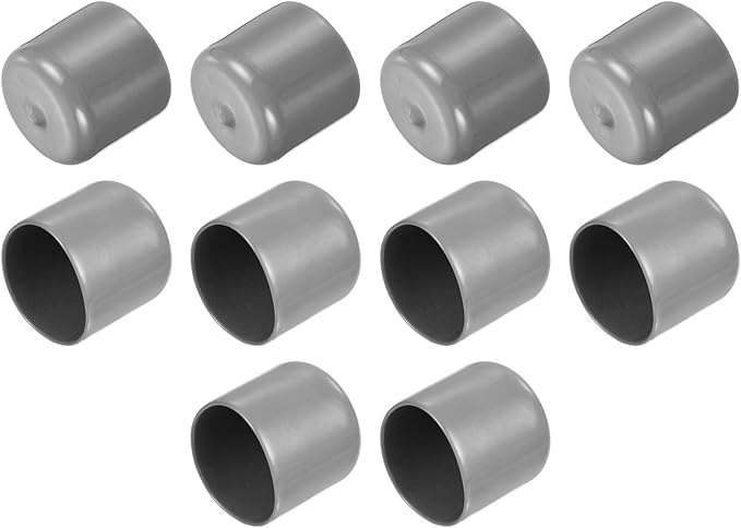 uxcell 10pcs Rubber End Caps 34mm ID Vinyl Round End Cap Cover Screw Thread Protector Light Grey