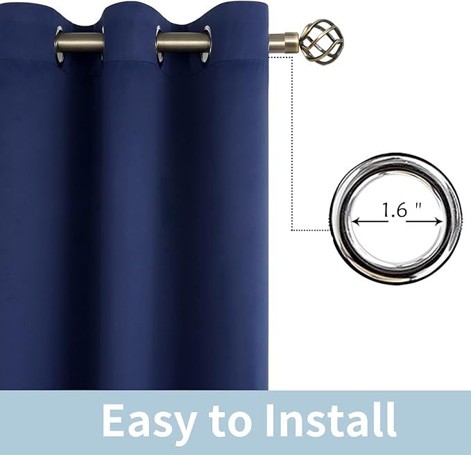 BGment Sliding Door Curtain 84 Inches Long - Blackout Thermal Insulated Grommet Room Divider Privacy Drape for Patio Glass Door, 1 Panel, Navy Blue, 100 Inch Extra Wide