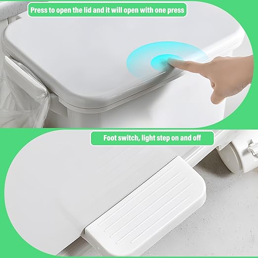 42L Kitchen Trash Can, Large Three-Layer Dual Trash and Recycling Bins, Vertical Dry and Wet Separation Waste Sorting Bins with Wheels for Kitchen, Bedroom, Livingroom, White (Without Bucket)