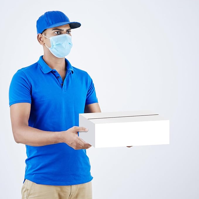 Calenzana 12x4x3 Shipping Boxes Set of 25, White Corrugated Cardboard Box for Mailing Packing Gifts Small Business