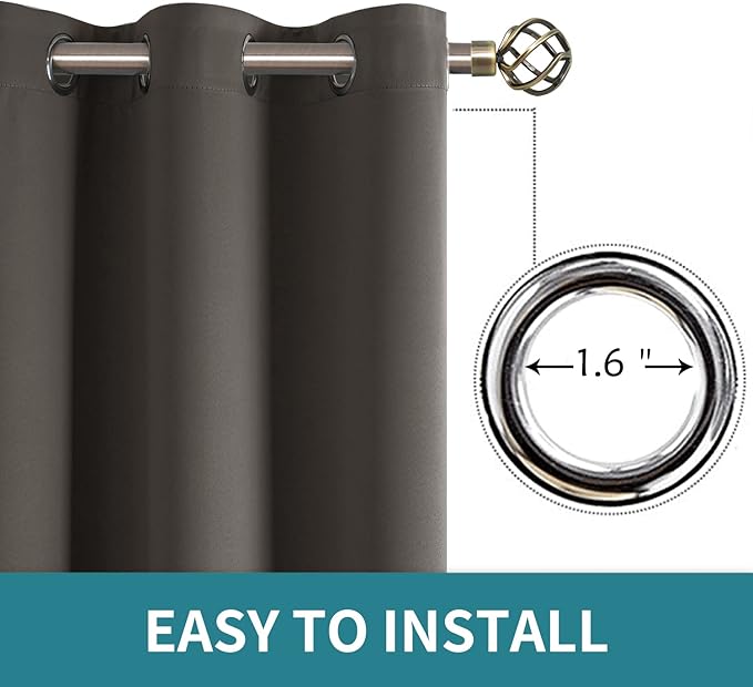 BGment Blackout Curtains for Bedroom - Grommet Thermal Insulated Room Darkening Curtains for Living Room, Set of 2 Panels, Each 55 x 96 Inch, Grey