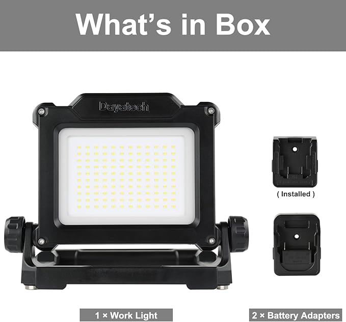 Cordless LED Work Light Compatible with Dewalt and Milwaukee 18-20V Battery, Magnetic Base for Underhood, 4000 LM 25 W Brightness Adjustable, Flicker Free, (Light Only/Charger Not Included)