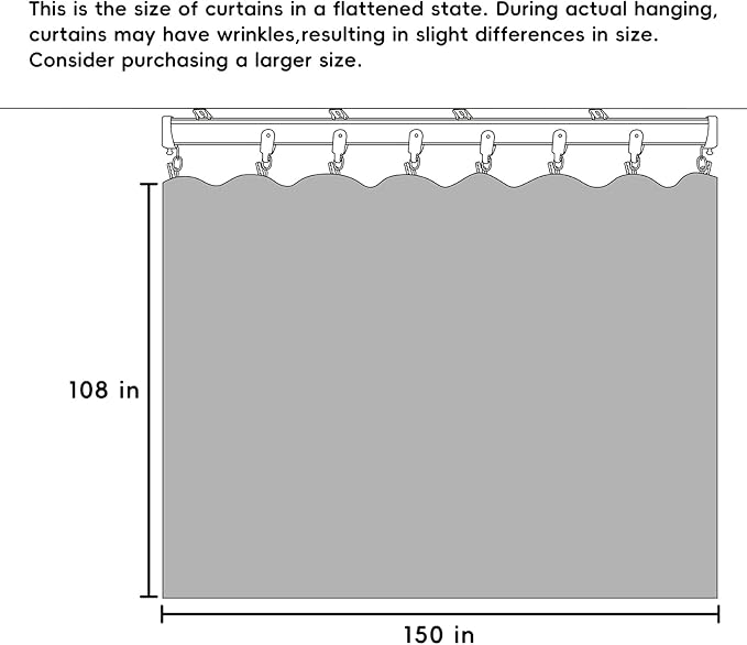 Room Divider Curtains Flexible Ceiling Tracks Set Curtain Track Ceiling Mount Blackout Curtain for Living Room Bedroom Ceiling Curtain Rod Privacy Dividers Panels W150 x H108 Beige Drape & Black Rail