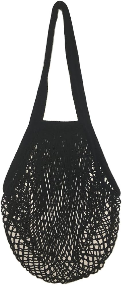 Portable Reusable Mesh Cotton Net String Bag Organizer Shopping Tote Handbag Fruit Storage Shopper NEW (black02)