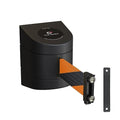 Crowd Control Warehouse - CCW Series WMB-220 Magnetic Wall Mount Retractable Belt Barrier - 15 Foot, Black and Orange Diagonal Belt with Black ABS Case
