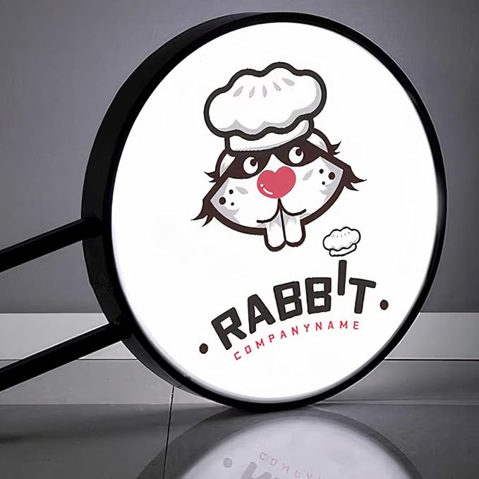 Custom LED Double Sided Light Box, Personalized Round LED Signs Outdoor Lightbox, Illuminated Billboard Advertising Light Box for Business, Cafe, Bar, Hotel Logo Sign(Round)