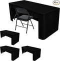 HolidayIdeas Open Back Rectangle Black Table Covers for 4 Foot Table, Wrinkle Resistant Washable Tablecloths 24x48 Inch for Craft Fairs, Banquets, Trade Show Display, 4 Pcs