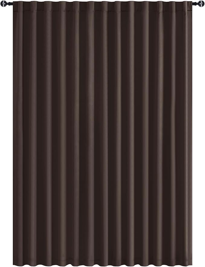 Hiasan Blackout Patio Sliding Door Curtain Extra Wide Thermal Insulated Blind Privacy Room Divider Curtain with Back Tab & Rod Pocket for Bedroom Partition Glass Door (100 x 84 Inches, Brown)