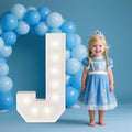 PRELIFE MEMORY 3FT/36 Inch Light Up Marquee Letter A-Z, White Frame KT Board Plug-in KT Board with Bracket White LED Party Decorative Light Decoration for Birthday Party Anniversary (J)