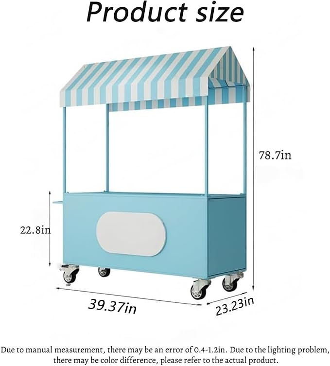 Outdoor Vendor Cart, Portable Cart with Canopy, Commercial Business Mobile Street Food Vendor Carts, Foldable Vending Stand Kiosk Display Trolley with Canopy for Markets (Green)