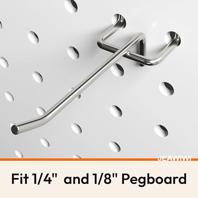 60 Pack 4 Inch Metal Pegboard Hooks, Fit 1/4 in and 1/8 in Peg Board Organizer Accessories, for Hanging Storage, Garages, Tool Sheds, Basements
