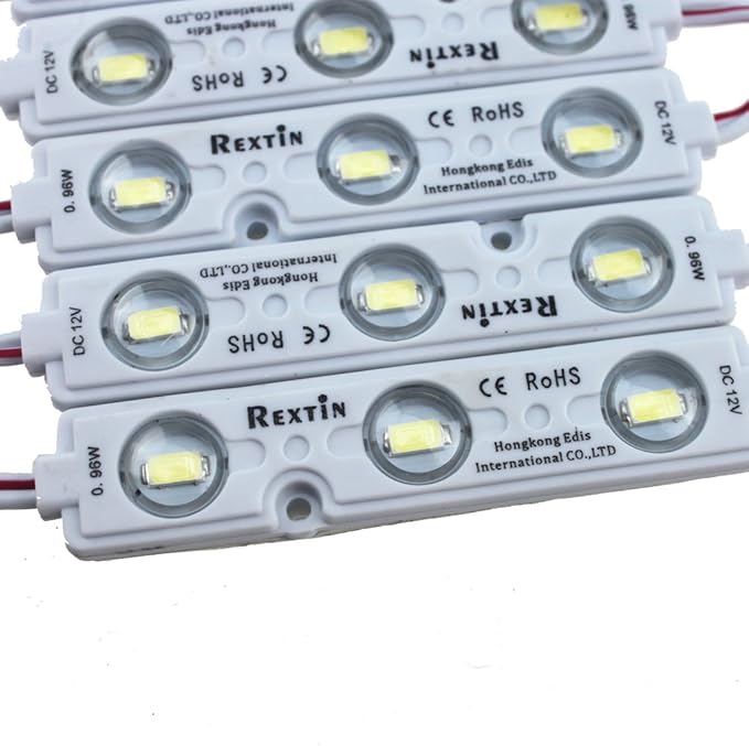 Rextin Super Bright 200pcs 3 LED Module Pink 5630 5730 SMD 40-45LM Per led Waterproof Decorative Light for Letter Sign Advertising Signs with Tape Adhesive Backside