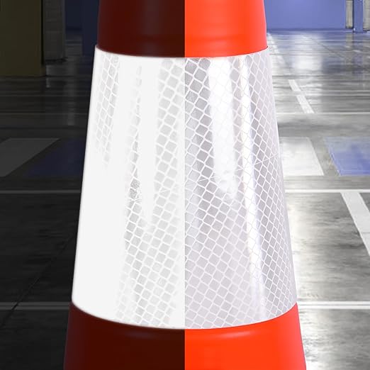 Fluorescent Orange/Green PVC Traffic Cones, Heavy Black Base Parking Lot Cone Structurally Stable Weatherproof Road Construction Safety Cones (4, Orange, 36" Extra Large)