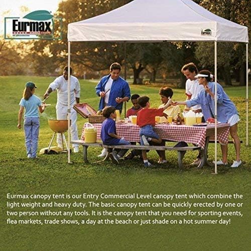 Eurmax USA Standard 10x10ft Patio Pop Up Canopy Tent for Outdoor Events Commercial Instant Canopies with Heavy Duty Roller Bag,Bonus 4 Canopy Sand Bags(Field Green)