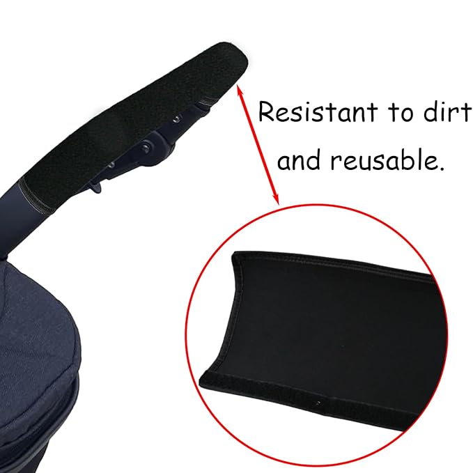 2 Pack 18.7×1.37×1.37in Armrest Handle Cover,Handle Sleeve Cover Replacement Pushchair Universal Handle Cover Elastic Dust Proof Protector Sleeve Accessory for Pushchair Pram(Black)