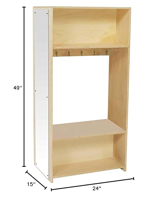 Wood Designs 49" H Dress-Up Locker with Mirror for Kids Play Room, Natural