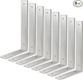 Floating Shelf Bracket Stainless Steel 6 Inch, 8 Pack Heavy Duty Shelf Brackets, Wall Shelf Bracket for DIY Decorative with Mounting Hardware