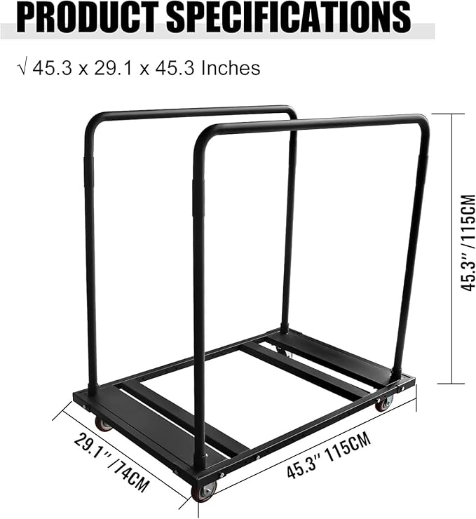 Chair and Table Dolly Folding Table Cart Table Cart with Heavy Duty Steel Folding Table Storage Rack Table Trolley Desk Dolly Folding Chair Dolly for Party 10 Tables Capacity,45.3 X 45.3 X 29.1