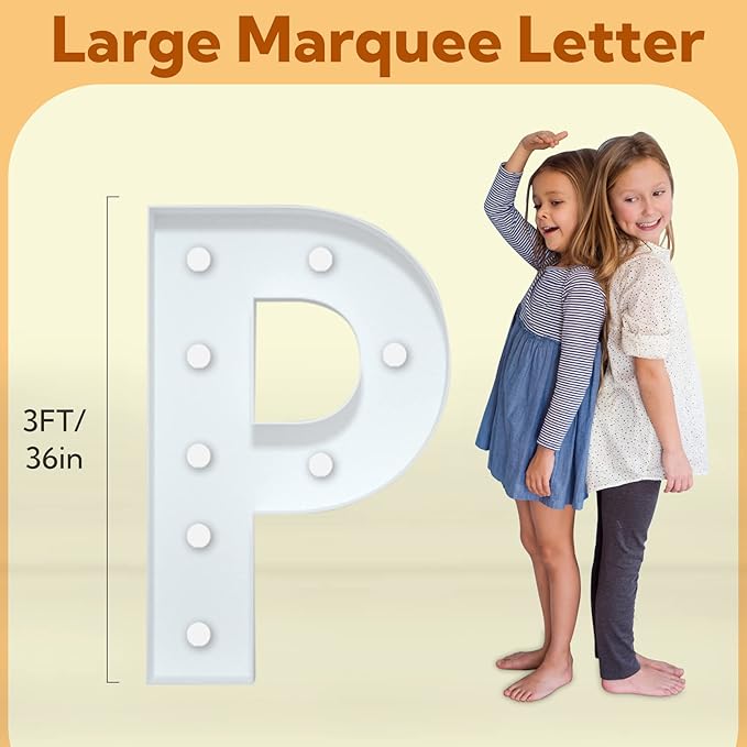imprsv 3FT Marquee Letters, Mosaic Light Up Letters for Birthday Baby Shower Wedding Engagement Party Backdrop Decor, Large Marquee P for Party Decorations